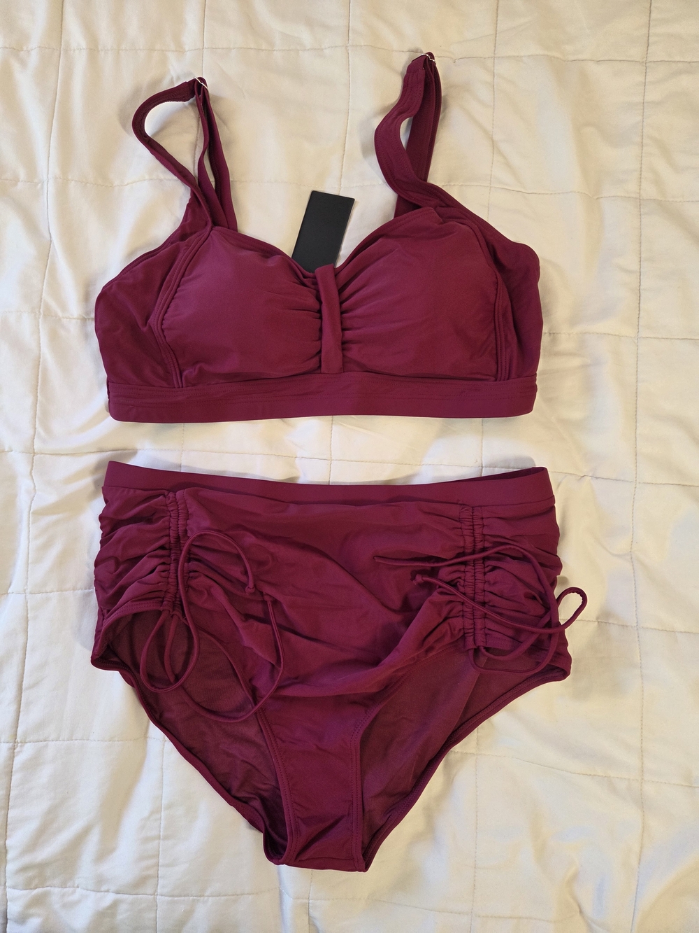 NWT Daci Plus Size Maroon Bikini Set 16W High Waisted Two Piece Swimsuit
